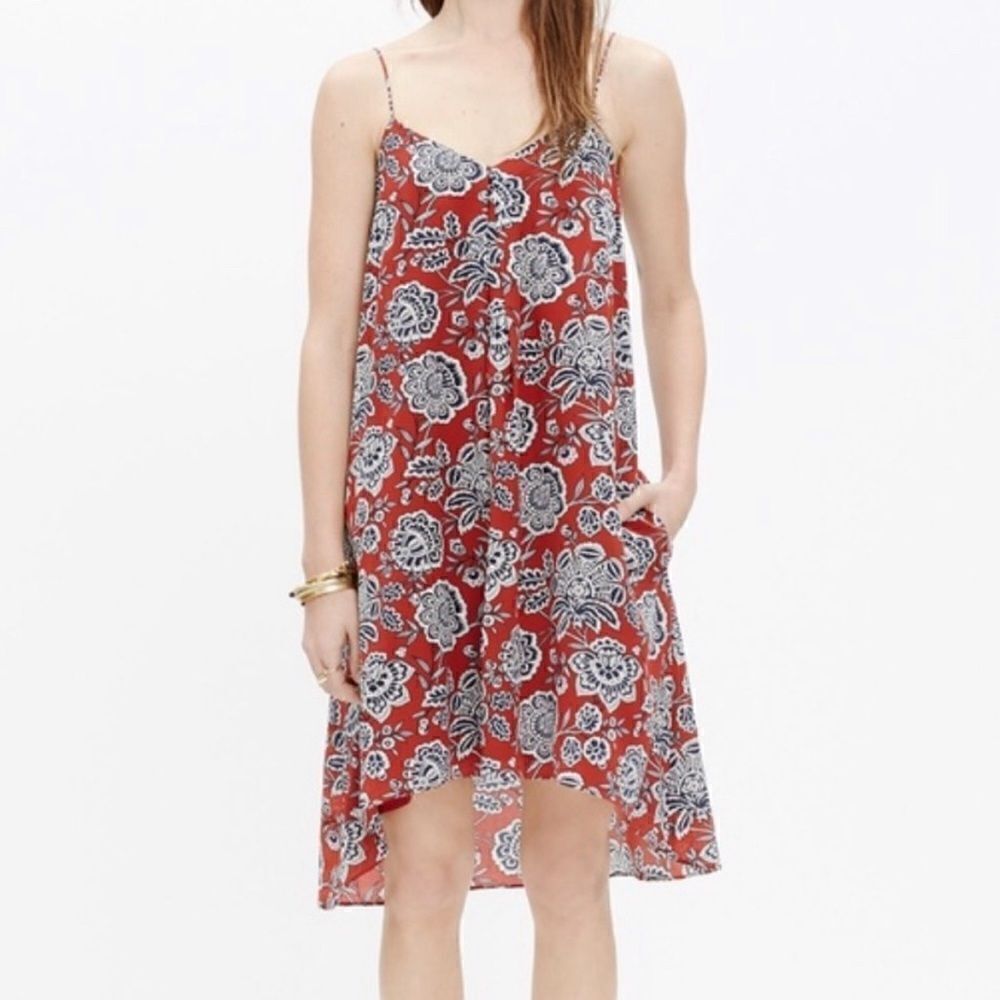 Madewell trapeze Italian floral silk tank dress